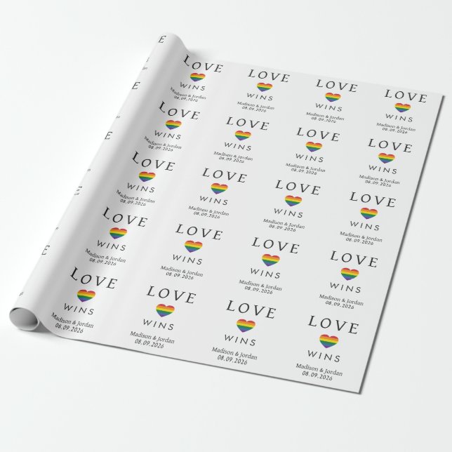 Custom Names / Text Rainbow LOVE Wrapping Paper (Unrolled)