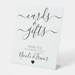 Custom Names White Calligraphy Cards & Gifts Pedestal Sign