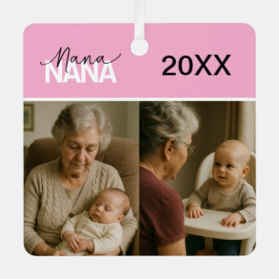 Custom Nana Photo Ornament with Year 2 Pictures