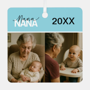 Custom Nana Photo Ornament with Year 2 Pictures