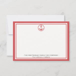 Custom Nantucket Red Anchor Personalised Card
