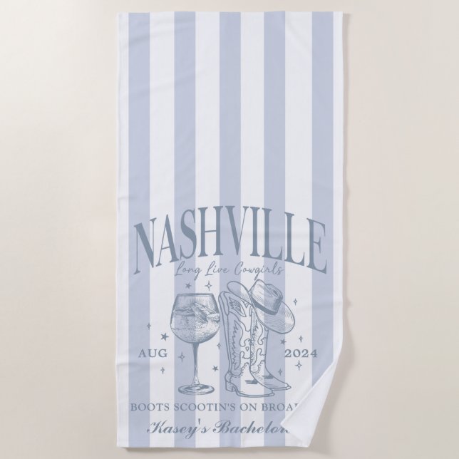 Custom Nashville Bachelorette Rodeo Beach Towel (Front)