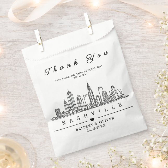 Custom Nashville Skyline – Wedding Welcome      Favour Bag (Clipped)