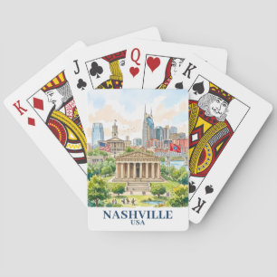 Custom Nashville Tennessee USA Colourful Watercolo Playing Cards