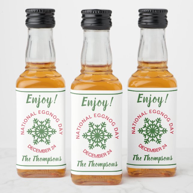 Custom National Eggnog Day Celebration December 24 Liquor Bottle Label (Bottles)