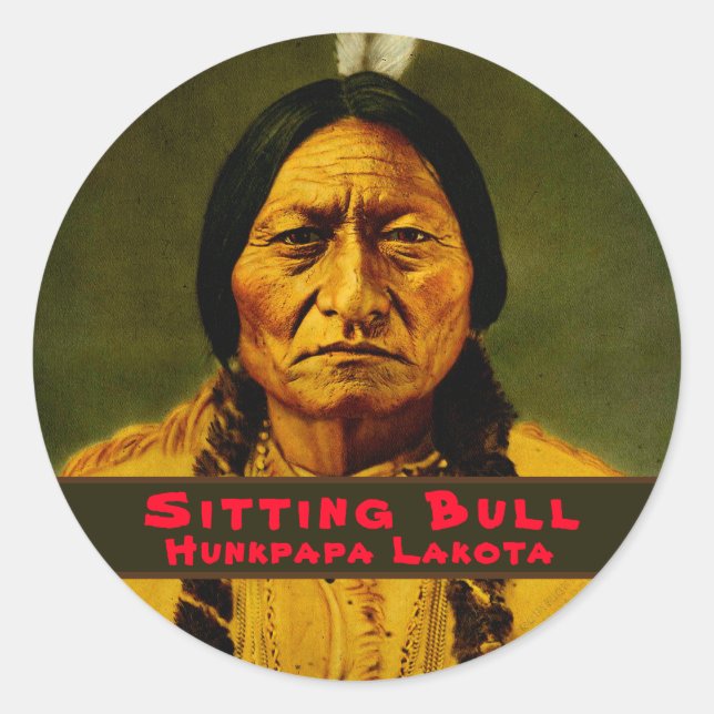 Custom Native American Indian Chief Sitting Bull Classic Round Sticker (Front)
