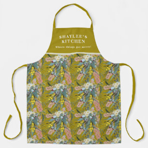 Custom Native Bush Blooms Mustard Yellow Apron