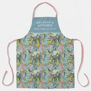 Custom Native Bush Blooms Summer Blue Apron