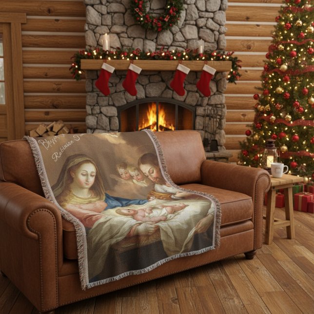 Custom Nativity Christmas Scene Throw Blanket (Creator Uploaded)