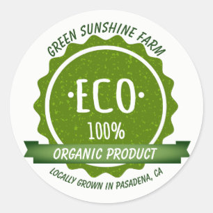 Custom Natural Organic Green Eco Product Classic Round Sticker