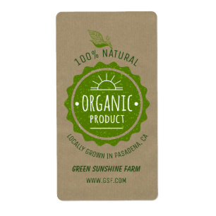Custom Natural Organic Green Eco Product Label