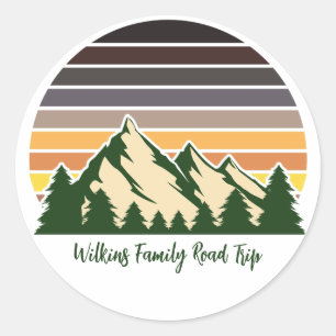 Custom Nature Family Vacation Green Forest Classic Round Sticker