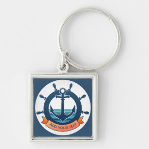 Custom Nautical Anchor and Ocean Lover Vacation Key Ring