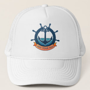 Custom Nautical Anchor and Ocean Lover Vacation Trucker Hat
