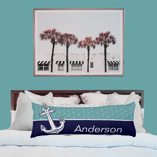 Custom Nautical Anchor Bathroom Teal Navy Blue Body Cushion