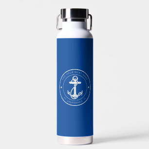 Custom Nautical Anchor Boat Name Blue Water Bottle