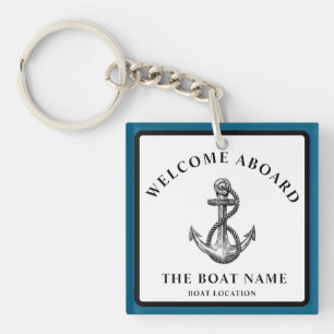 Custom Nautical Anchor – Boat Name & Location Key Ring
