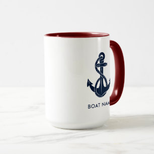Custom Nautical Anchor Boat Name Mug