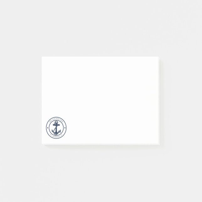 Custom Nautical Anchor Boat Name Post-it Notes (Front)