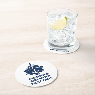 Custom Nautical Anchor Boat Party Round Paper Coaster