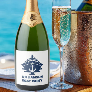 Custom Nautical Anchor Boat Party Sparkling Wine Label