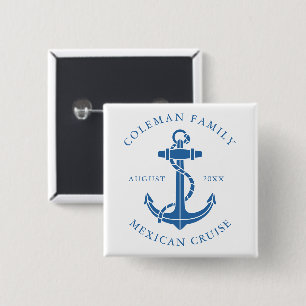 Custom Nautical Anchor Family Matching Swag 15 Cm Square Badge
