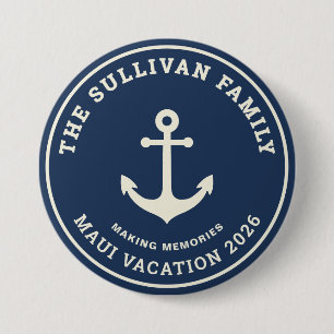 Custom Nautical Anchor Family Vacation Retro Badge