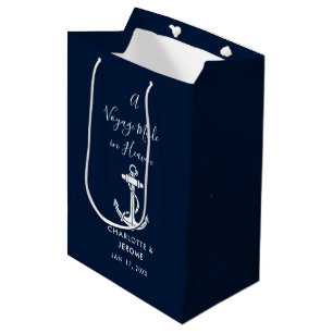 Custom Nautical Anchor Wedding Navy Blue Medium Gift Bag