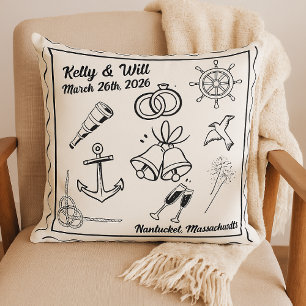 Custom Nautical Beach Wedding – Personalized Cushion