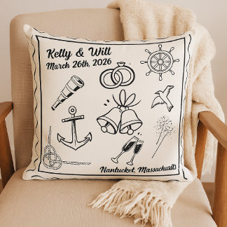 Custom Nautical Beach Wedding – Personalized Cushion