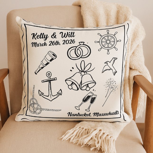 Custom Nautical Beach Wedding – Personalized Cushion (Creator Uploaded)