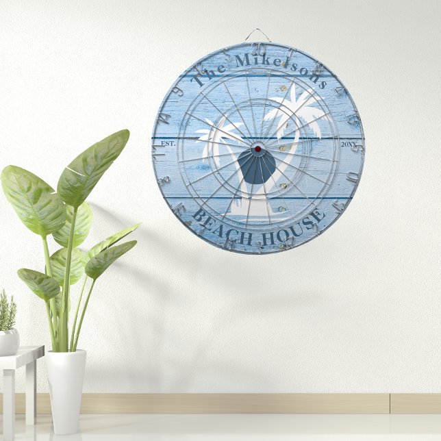 Custom Nautical Blue Wood Beach House Dartboard (Creator Uploaded)