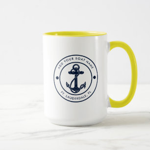 Custom Nautical Boat Anchor and Name Beach House Mug