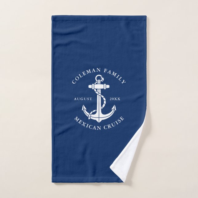 Custom Nautical Boat Anchor Family Cruise Trip Hand Towel (Hand Towel)