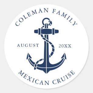 Custom Nautical Boat Anchor Swag Classic Round Sticker