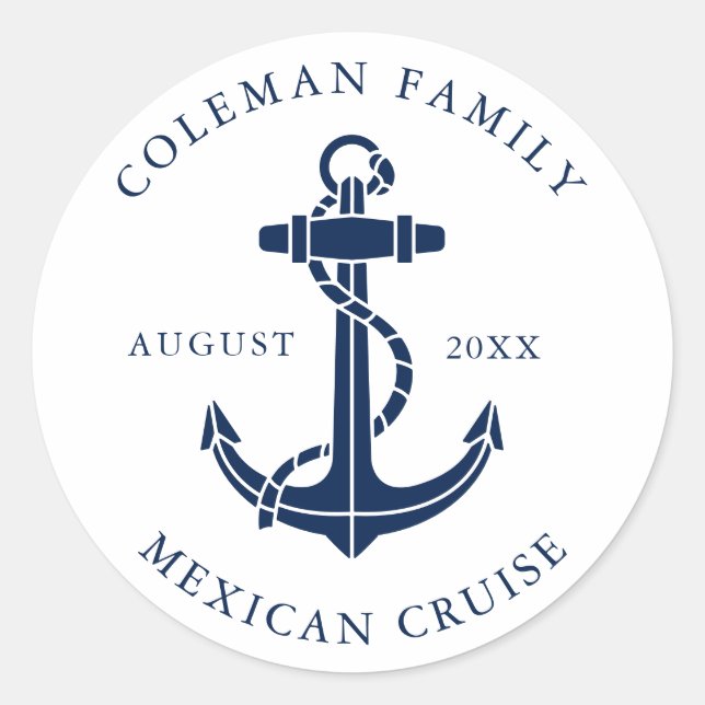 Custom Nautical Boat Anchor Swag Classic Round Sticker (Front)