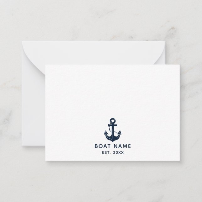 Custom Nautical Boat Name Anchor Card (Front)
