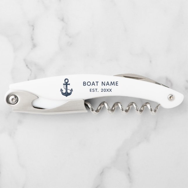 Custom Nautical Boat Name Anchor Corkscrew (Front)
