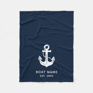 Custom Nautical Boat Name Anchor Fleece Blanket