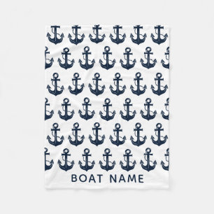 Custom Nautical Boat Name Anchor Fleece Blanket