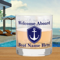 Custom Nautical Boat Name Anchor Navy Blue