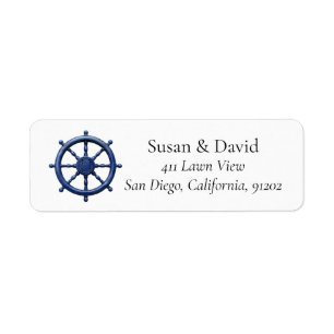 Custom Nautical Boat Steering Wheel Return Address Label