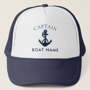 Custom Nautical Captain Boat Anchor Navy Trucker Hat
