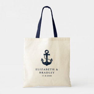 Custom Nautical Couple Name and Wedding Date Tote Bag
