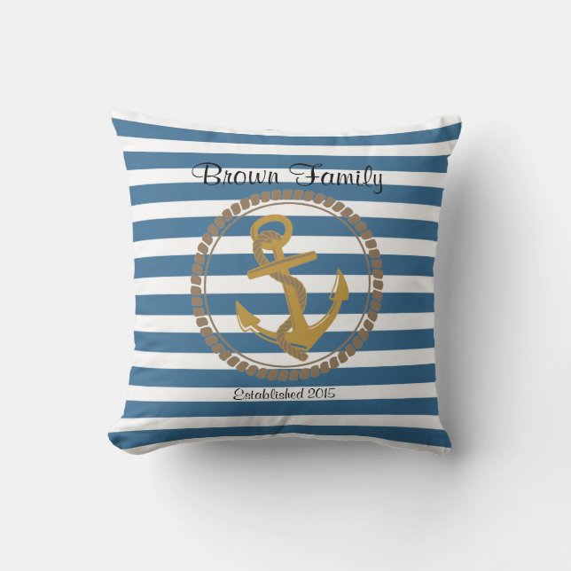 Custom Nautical Design Throw Pillow (Front)