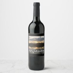 CUSTOM nautical DRIFT AWAY script lettering Wine Label