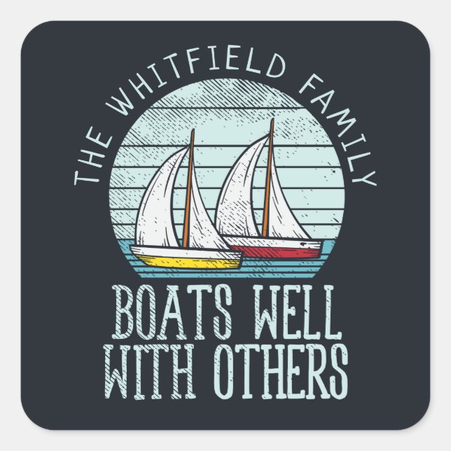Custom Nautical Matching Family Boating Adventure Square Sticker (Front)