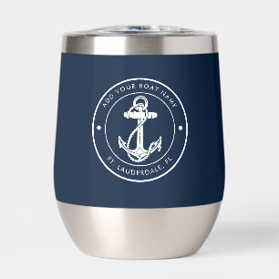 Custom Nautical Navy Blue Anchor Boat Name