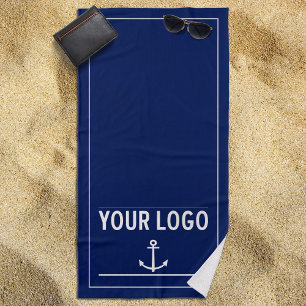 ⚓ Custom Nautical Navy Blue Beach Towel 