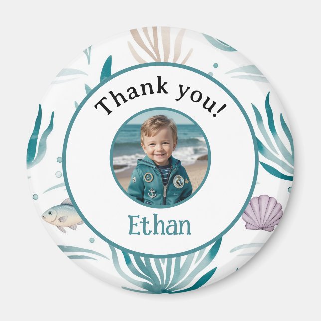 Custom Nautical Ocean Thank You Photo Magnet (Front)
